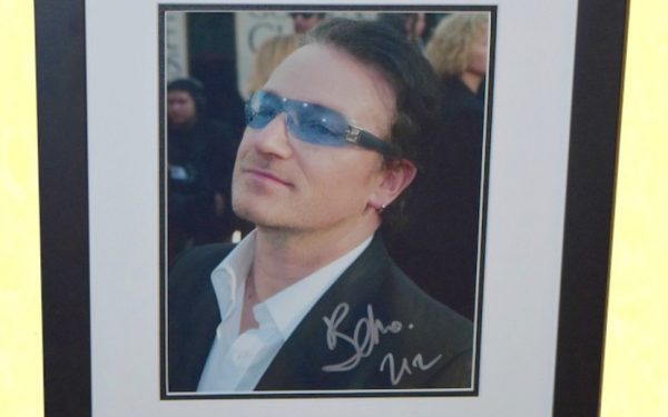 #7-U2 Bono Signed 8×10 Photograph