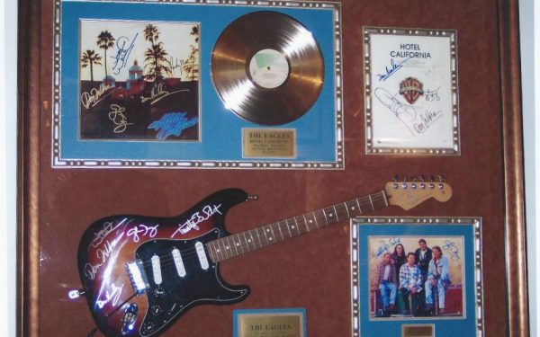 #3 Eagles Signed Guitar Display
