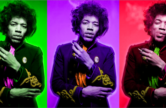 Jimi Hendrix Smoking Color Triptych