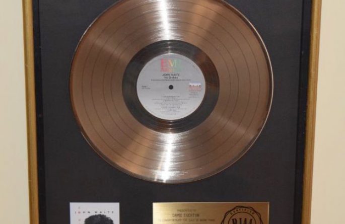 John Waite RIAA Award For No Brakes