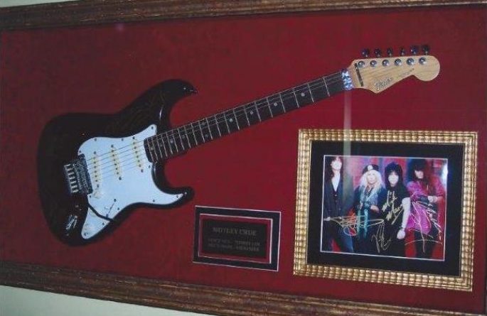 Motley Crue Signed Guitar Display