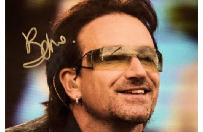 #2-U2 Bono Signed 8×10 Photograph