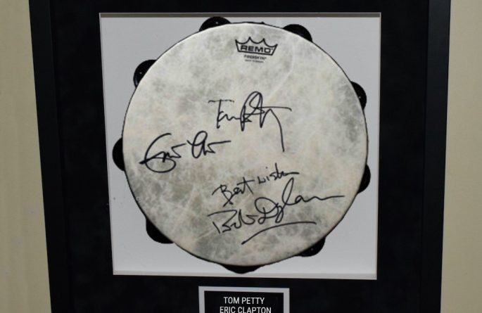 Tom Petty – Eric Clapton – Bob Dylan – Signed Tambourine